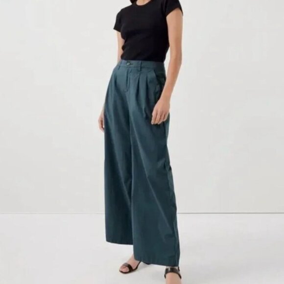 Pact Organic Pants - Pact Boulevard Brushed Twill Wide Leg Trouser Blue Women's Small NWT